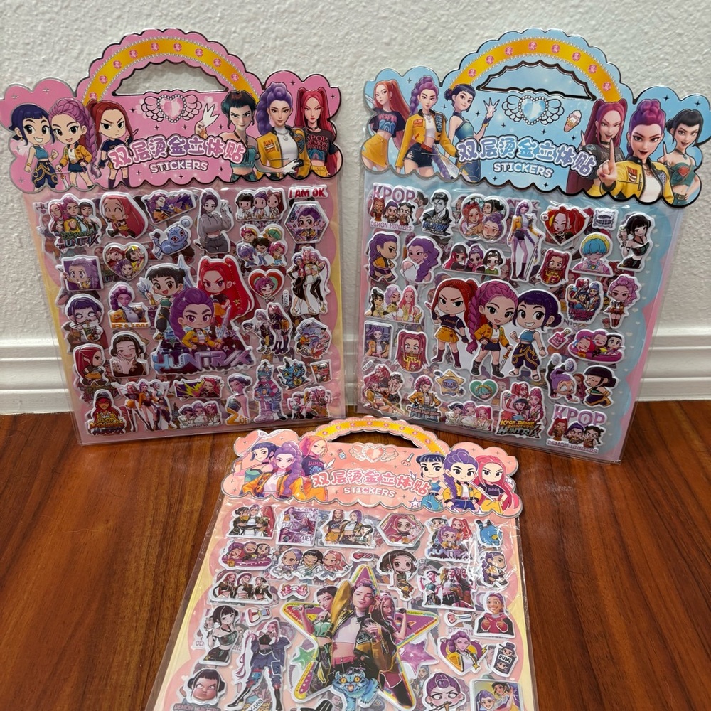 3 Kpop demon Hunter “puffy/3d” Sticker packs (each pack has 2 sheets)